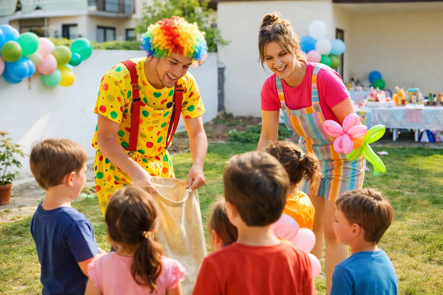 Animação infantil com crianças numa festa de aniversário em Odivelas