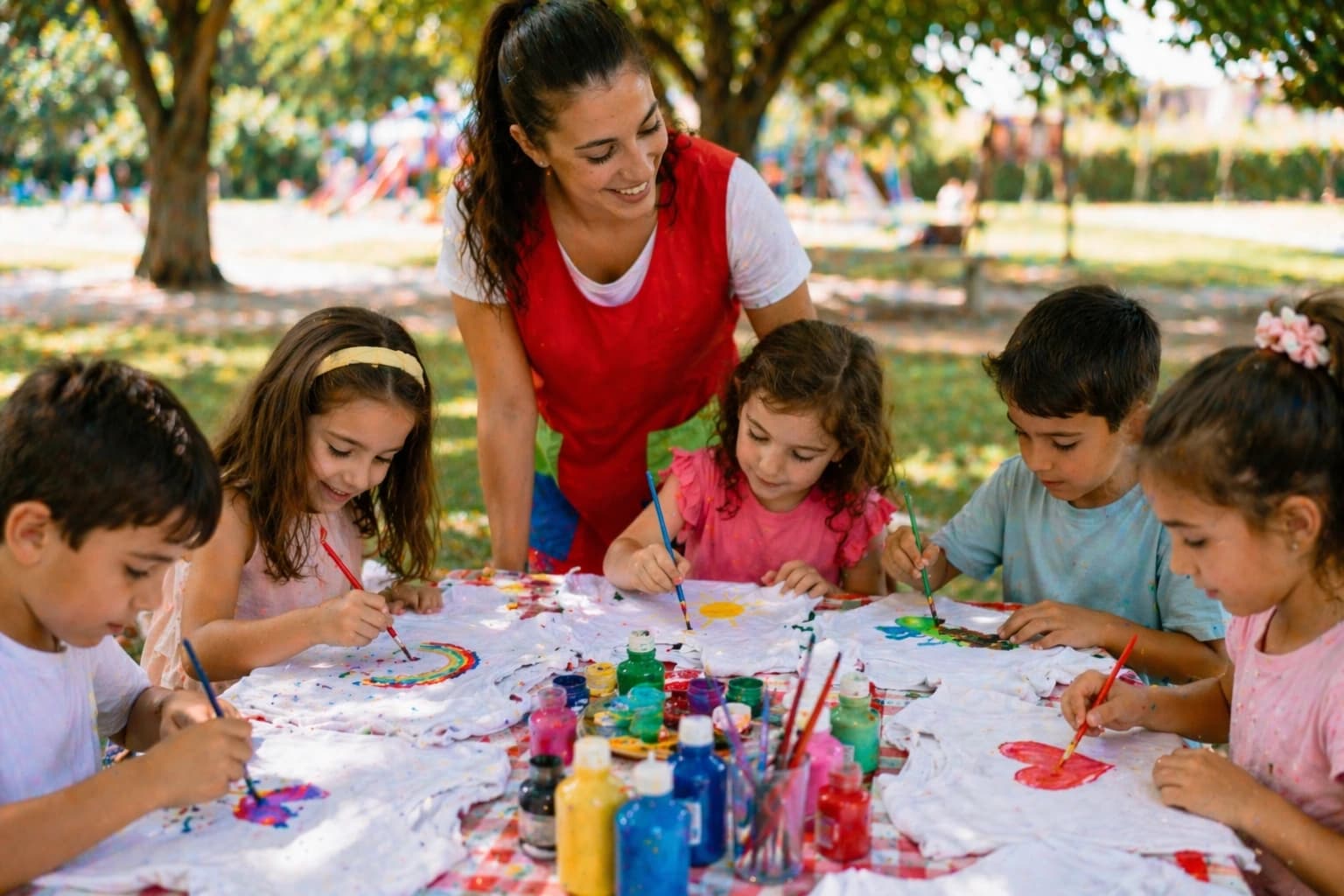 animador a conduzir atividade de grupo em festa infantil no Barreiro