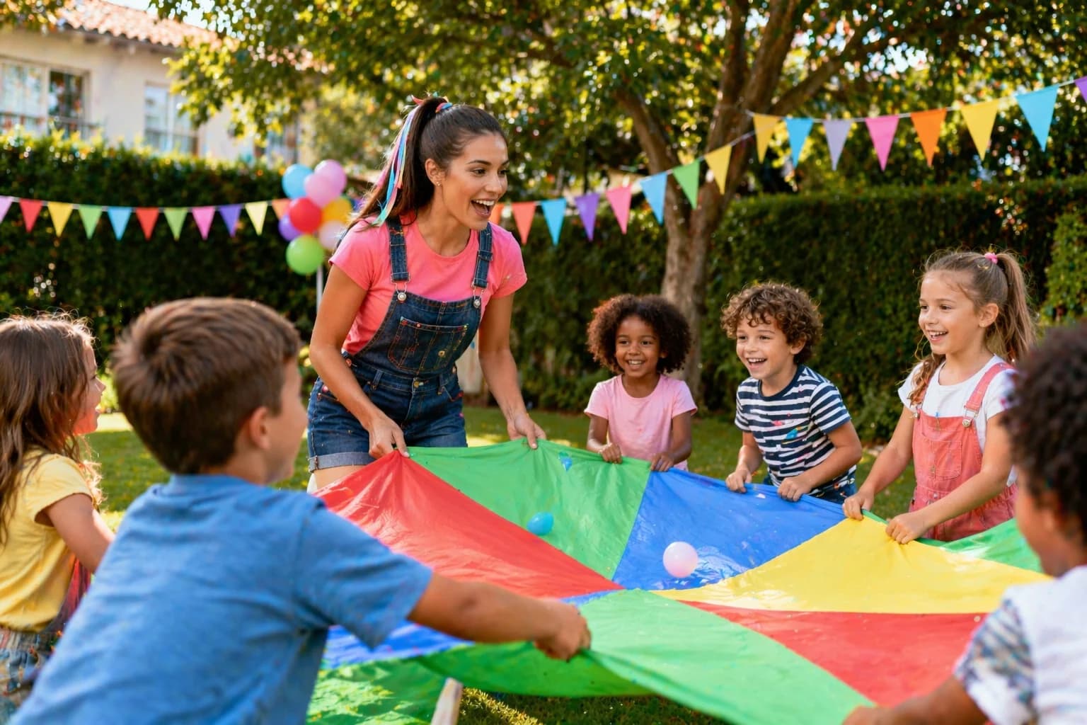 Animador a conduzir uma atividade de grupo numa festa infantil em Vila Franca de Xira