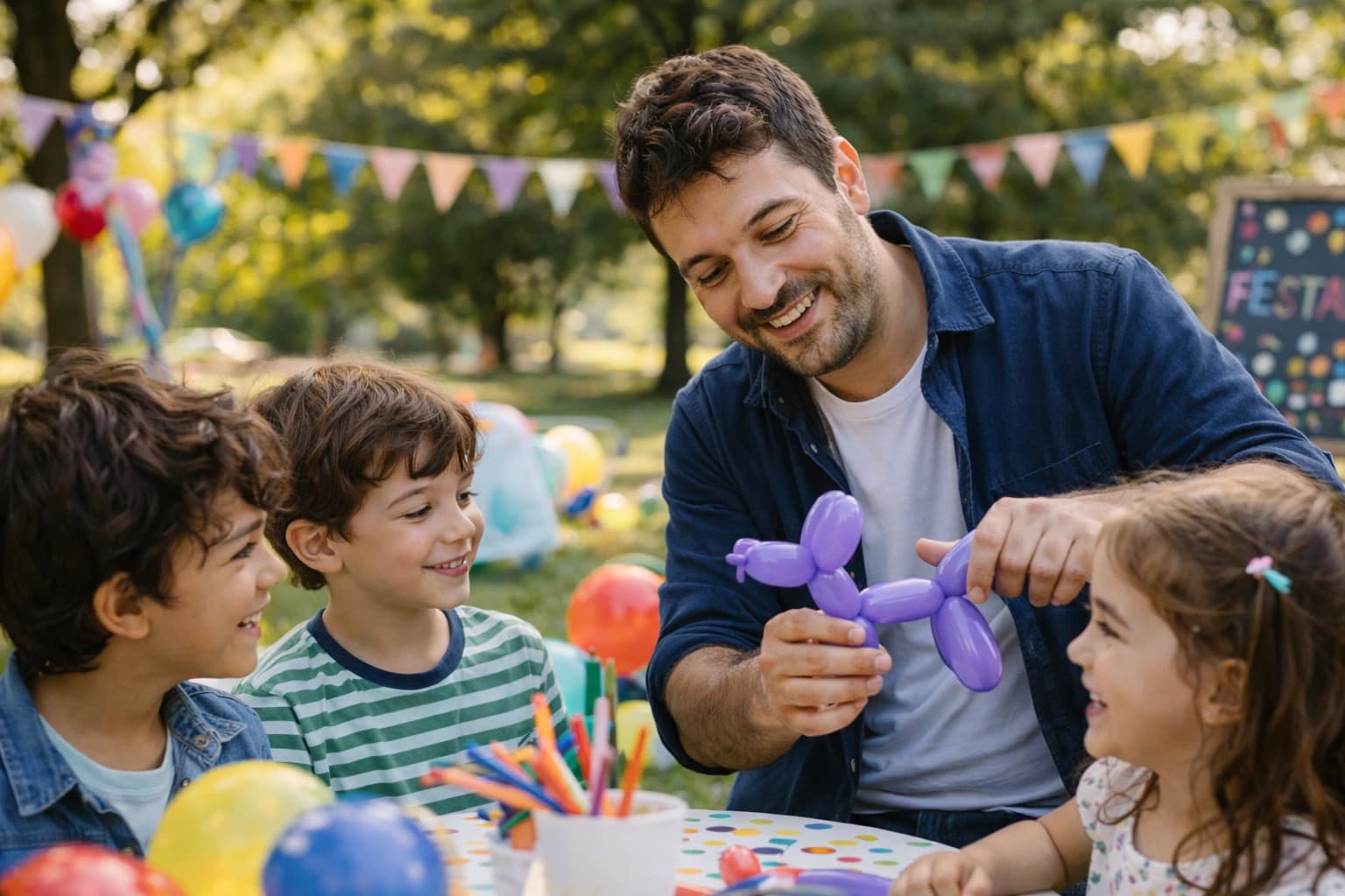Modelagem de balões em festa infantil em Lisboa
