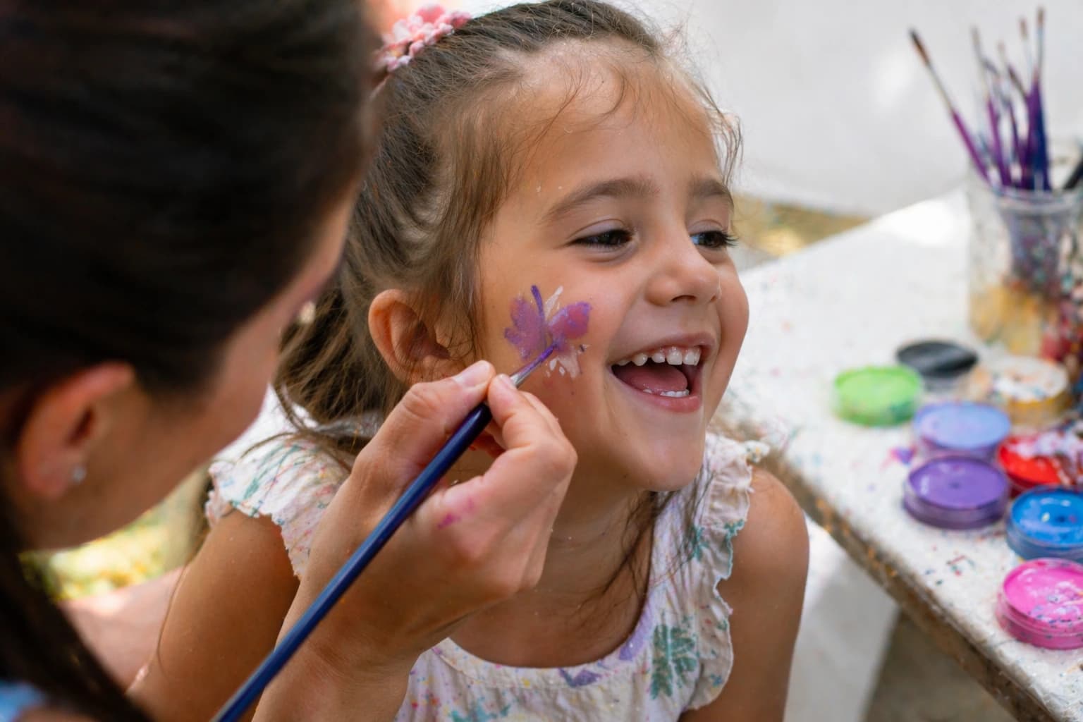 pinturas faciais em festa infantil no Barreiro