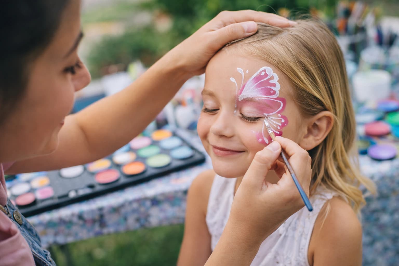 Pinturas faciais em festa infantil em Cascais